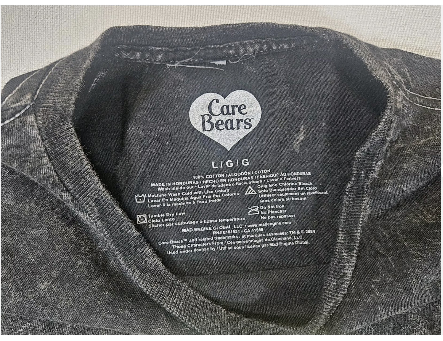 Care Bears T-Shirt Mens Large Black Distressed 90's Mad Engine Retro Style Tee