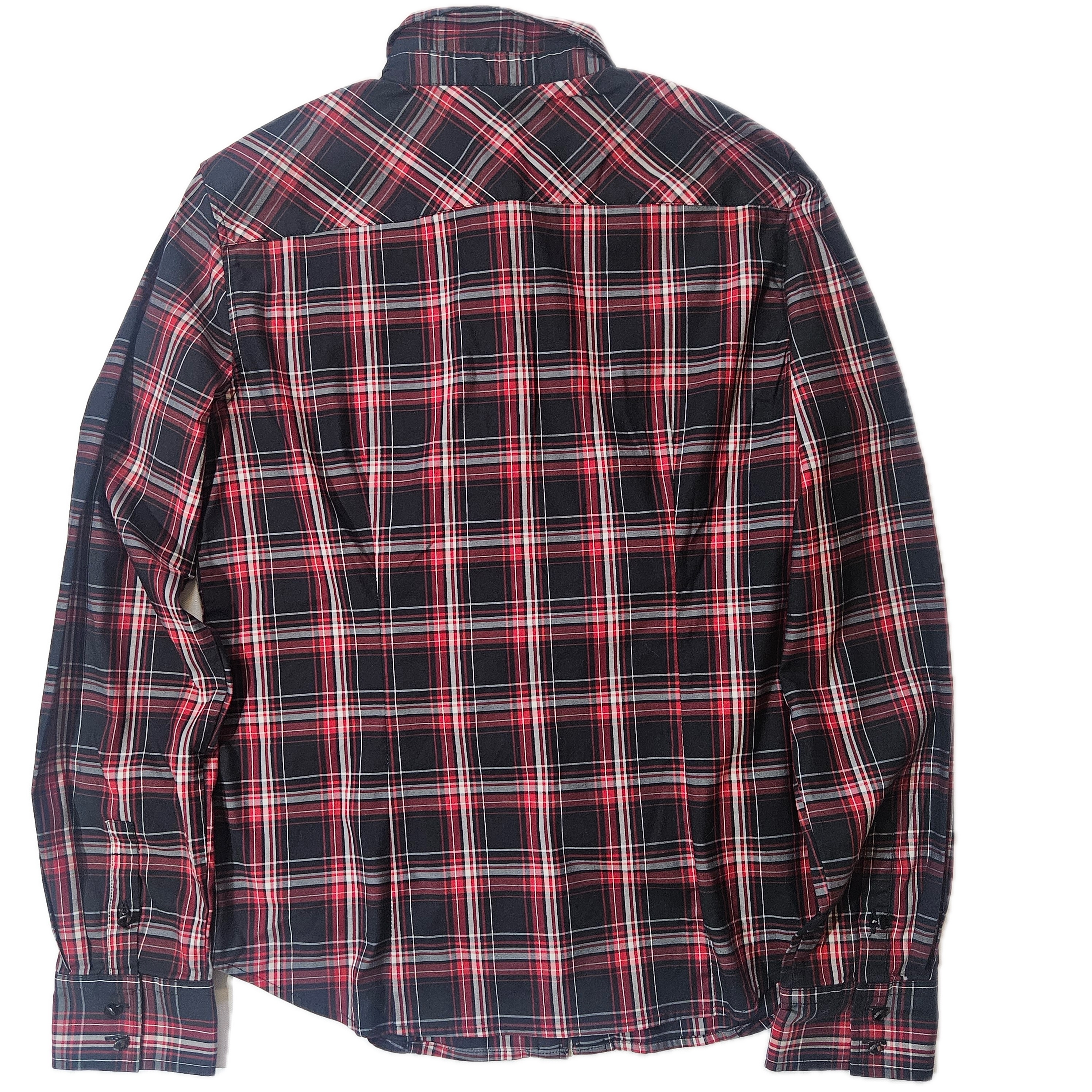 Talbots Button-Up Womens 8 Red Plaid Long Sleeve Collared Stretch Button Front