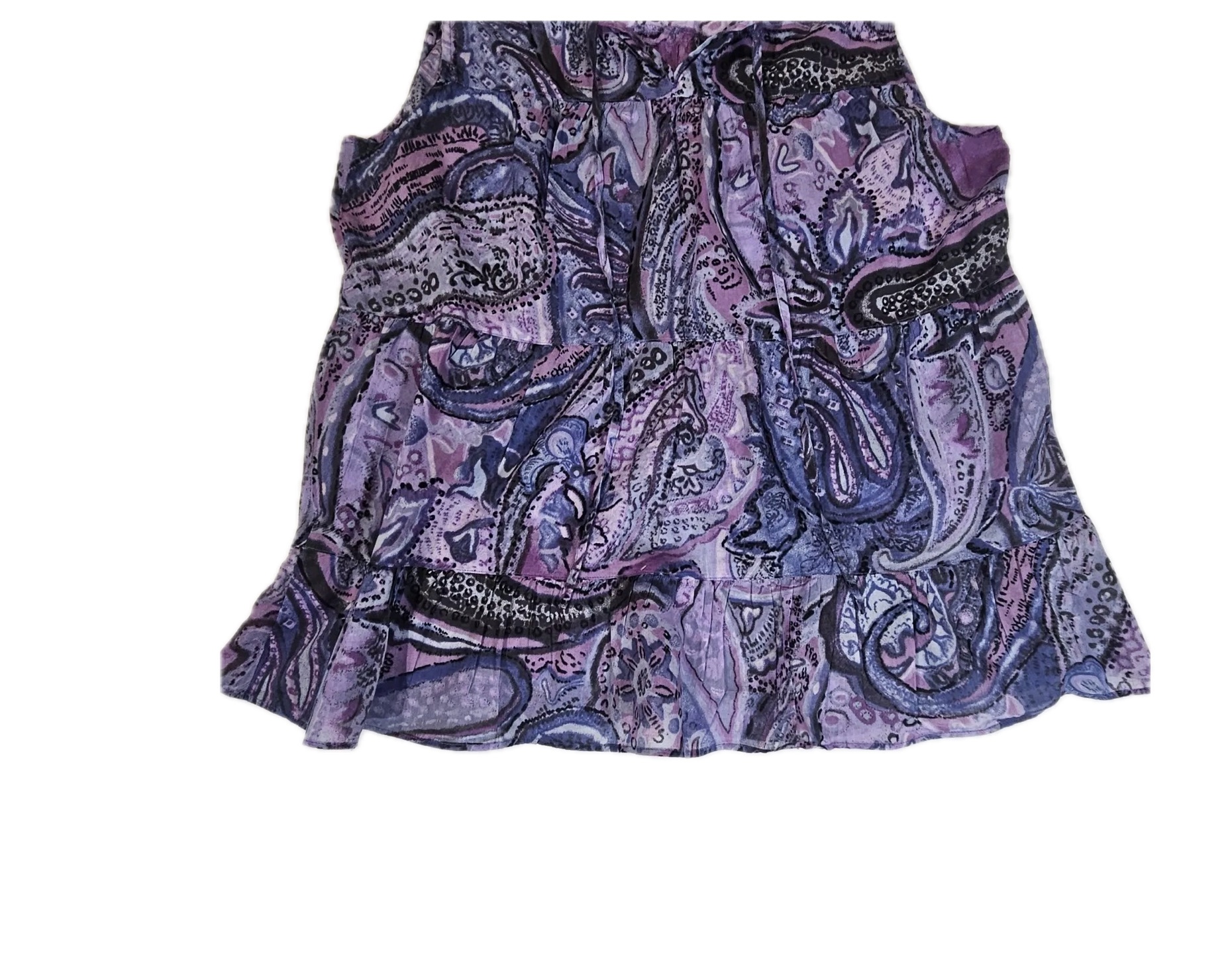 Talbots Blouse Womens Small Purple Paisley Tie Neck Sleeveless Sheer Casual Top