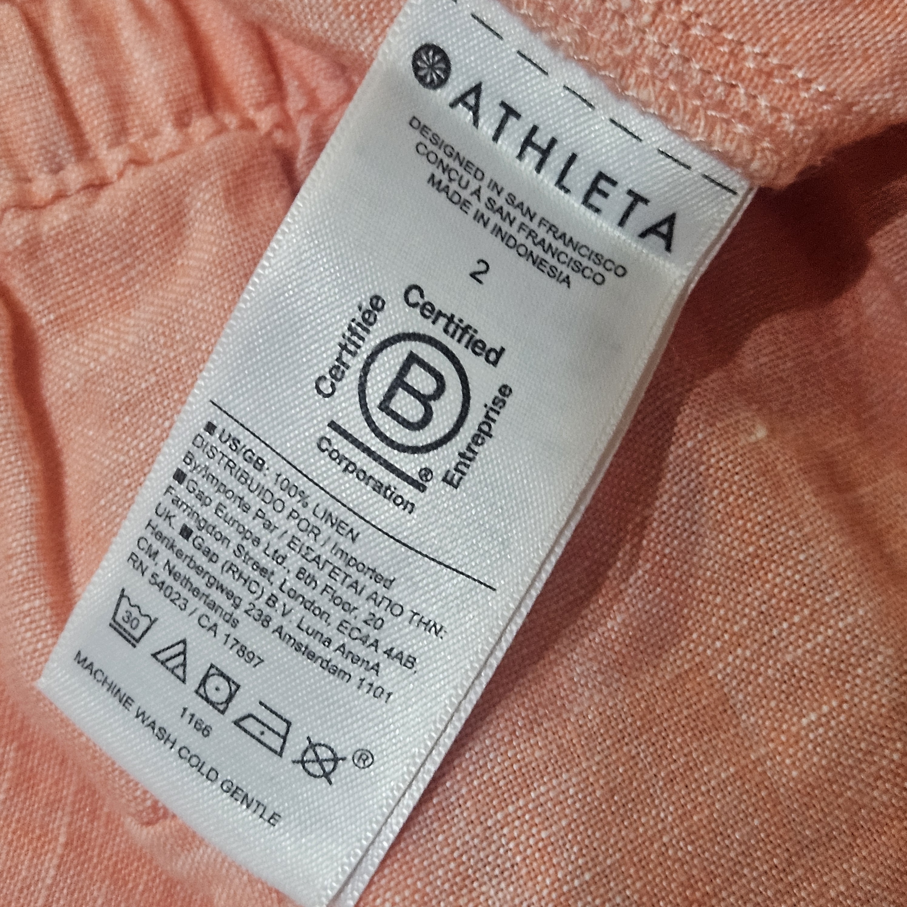 Athleta Pants Womens 2 Orange Jogger Linen Elastic Waist Drawstring Pockets
