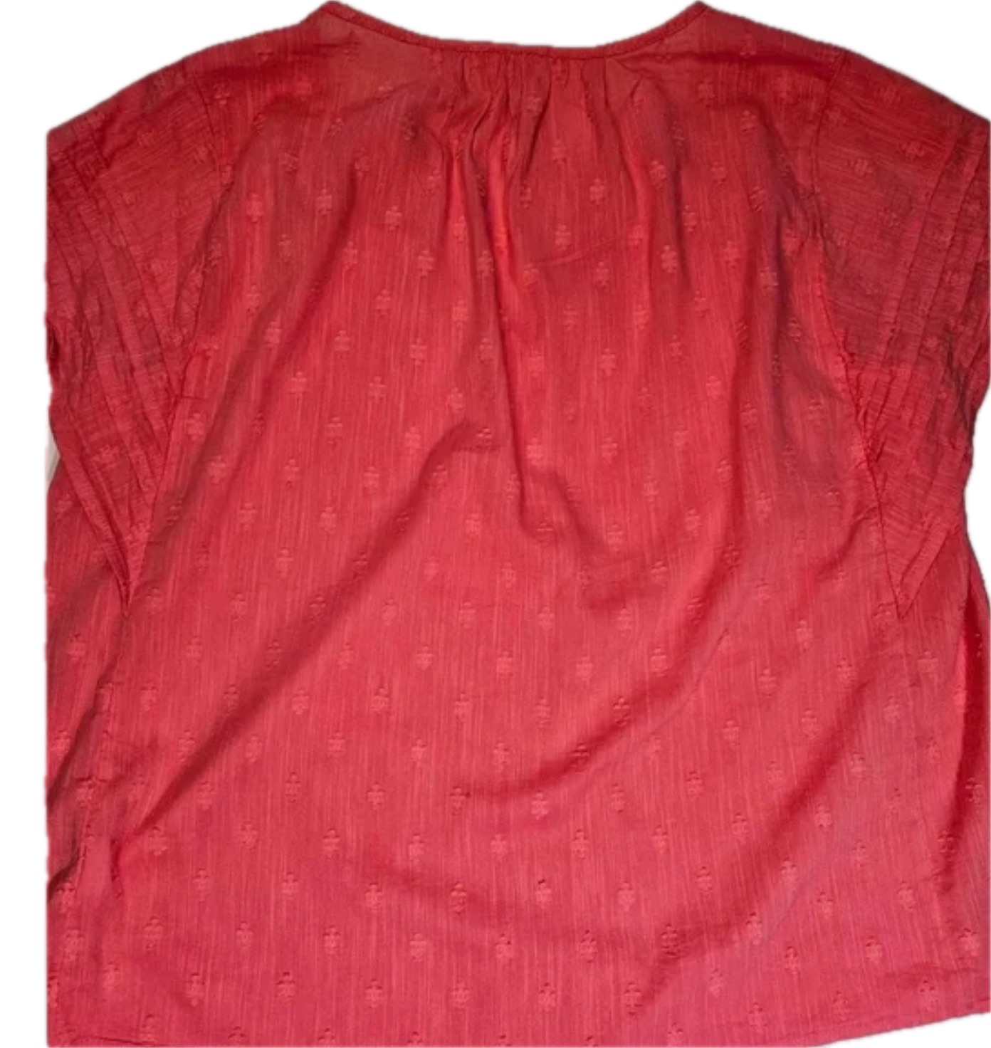 GAP Blouse Womens L Coral V-Neck Cap Sleeve Ruffle Floral Lightweight Relaxed