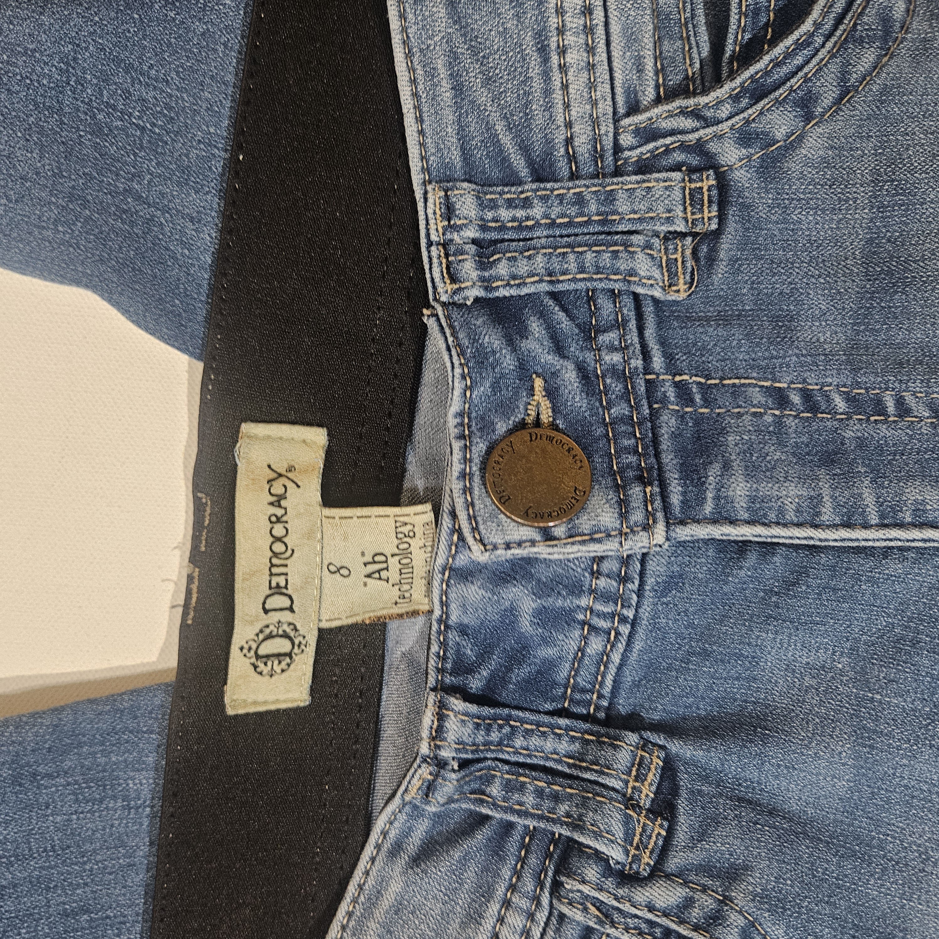 Democracy Jeans Womens 8 Blue Skinny Ab Technology Medium Wash Stretch Denim