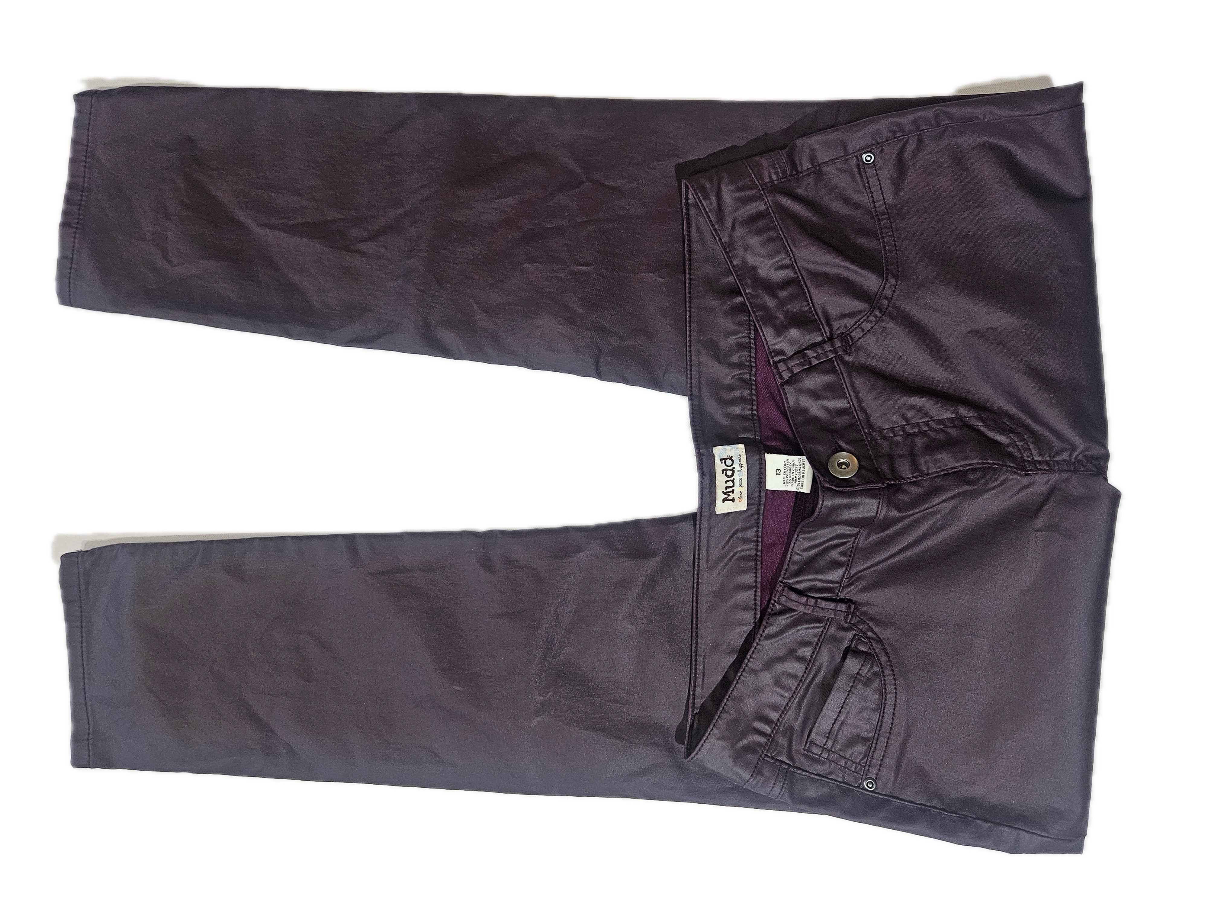 Mudd Pants Teens 13 Purple Ankle Skinny Coated Slim Stretch Pockets Zip