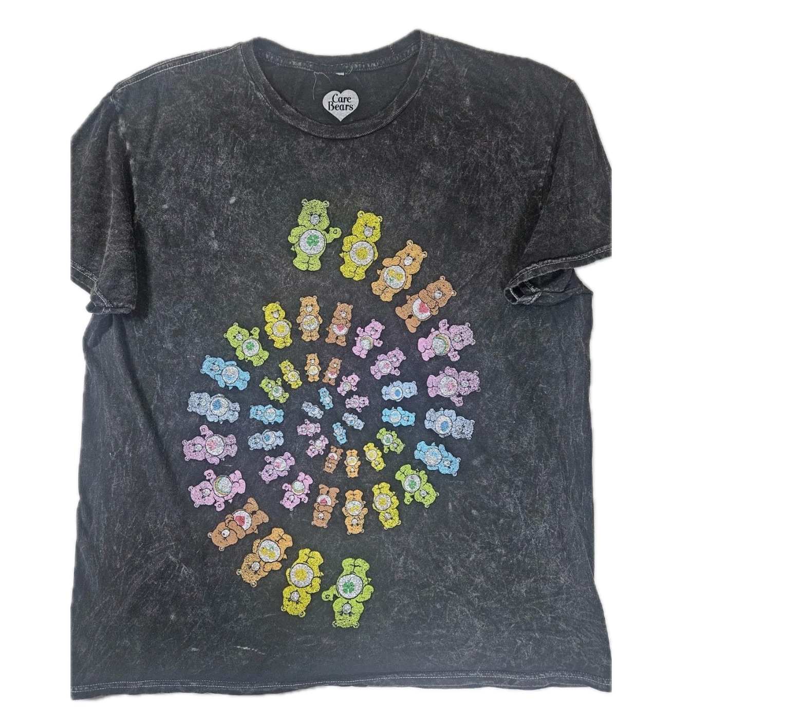 Care Bears T-Shirt Mens Large Black Distressed 90's Mad Engine Retro Style Tee