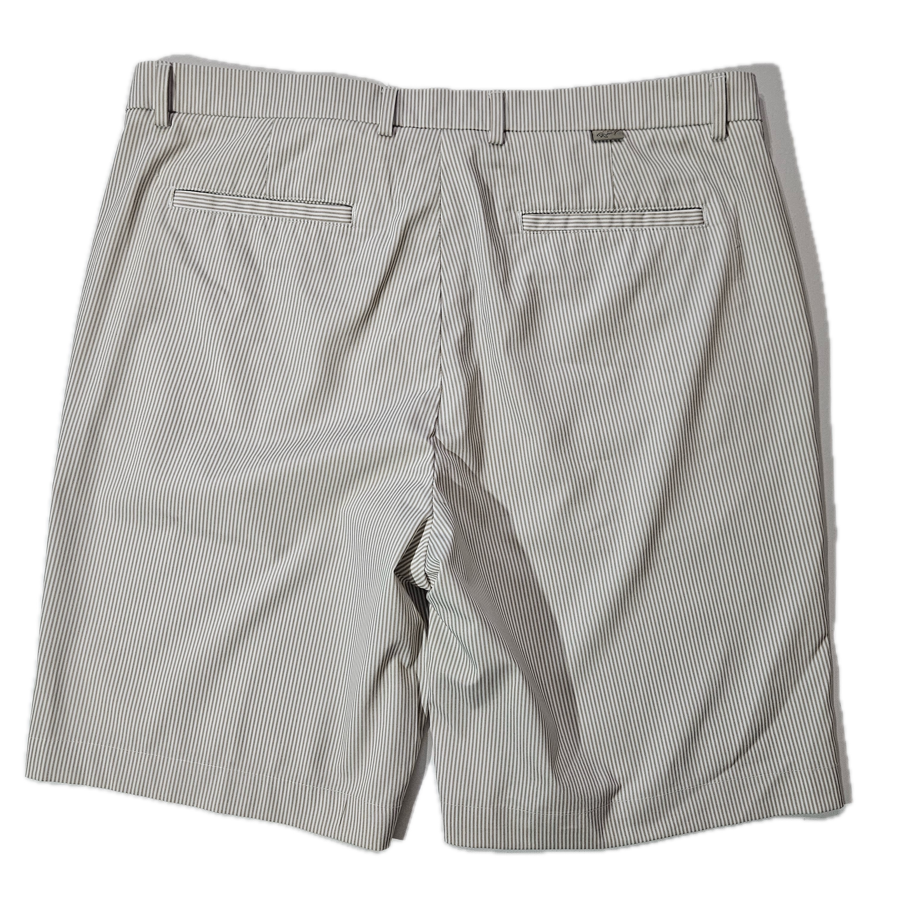 Greg Norman Shorts Mens 38 Beige Striped Chino Polyester Spandex Pockets