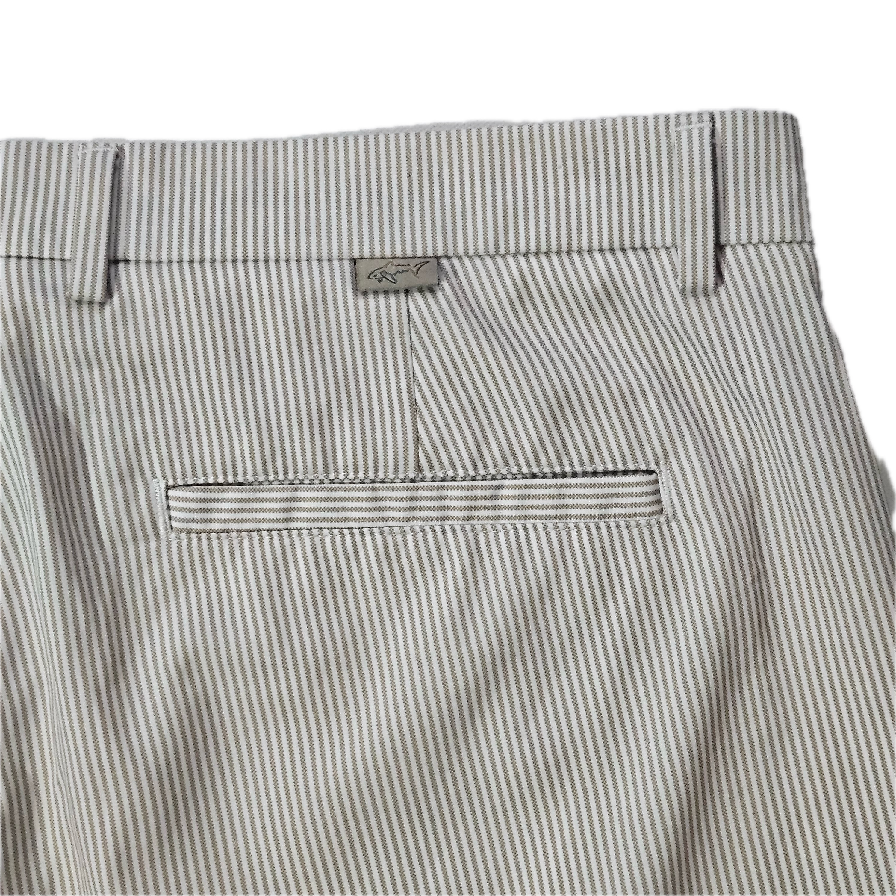 Greg Norman Shorts Mens 38 Beige Striped Chino Polyester Spandex Pockets
