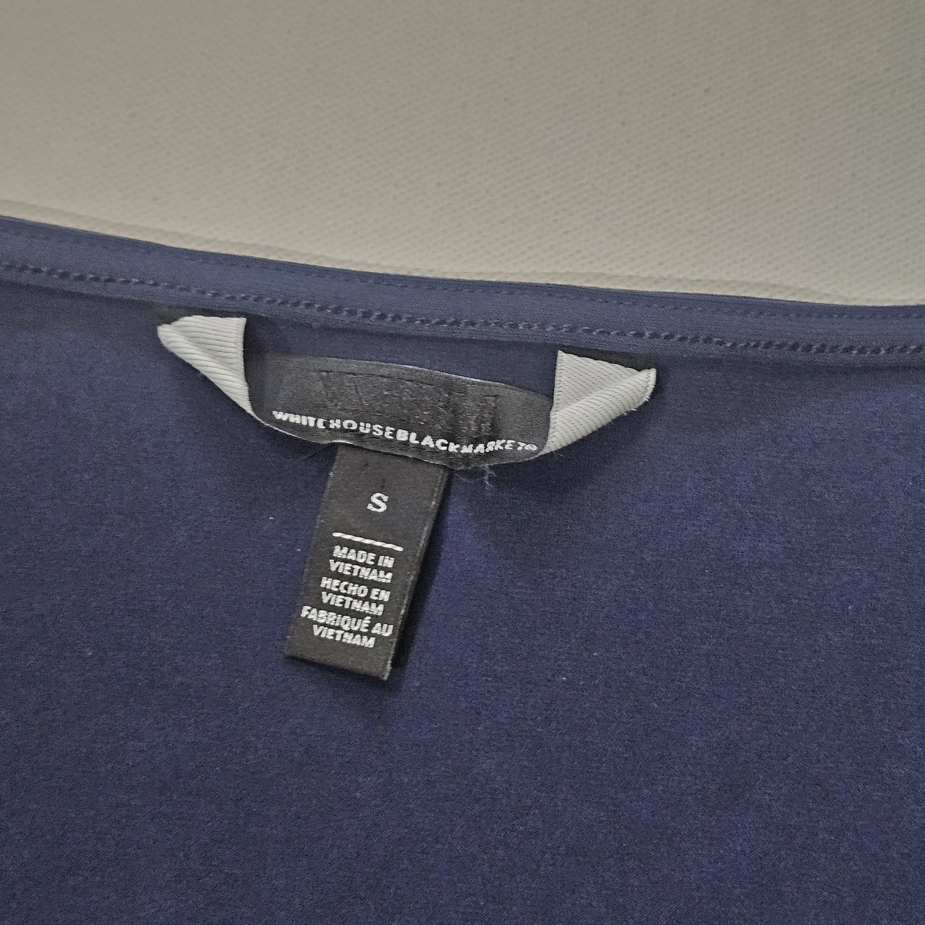 White House Black Market Dress Womens Small Blue Blouson Fit & Flare V-Neck