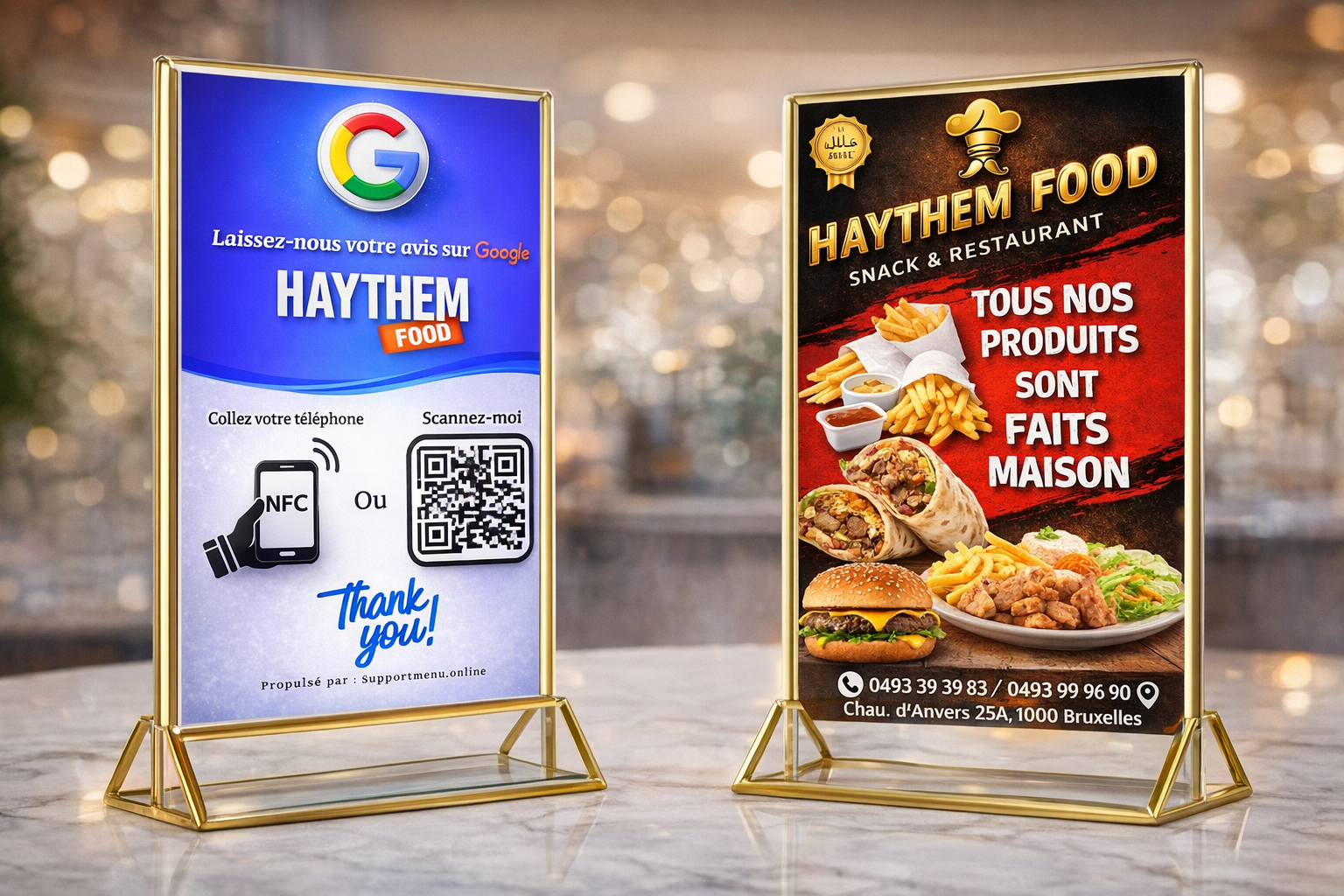 Support Menu Acrylique 10x15cm, 4x6'' Claires avec Menu de Table Double Face