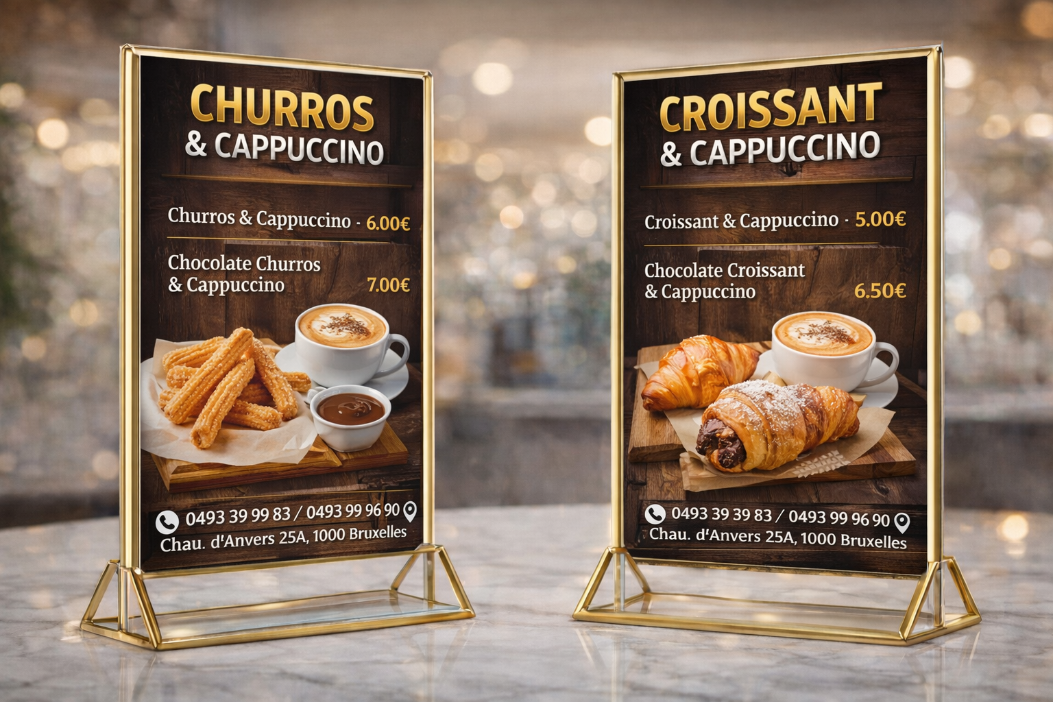 Support Menu Acrylique 10x15cm, 4x6'' Claires avec Menu de Table Double Face