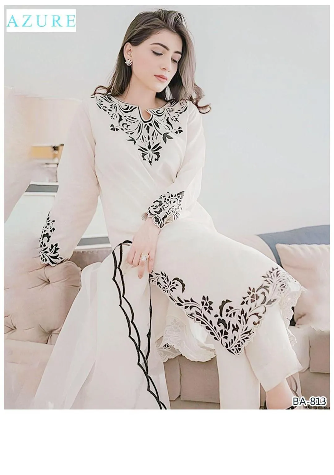 Elegant White Embroidered Suit