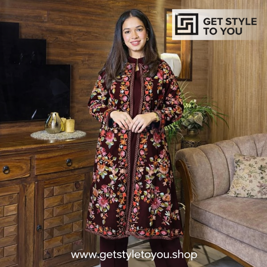 Embroidered Velvet Winter Kurti