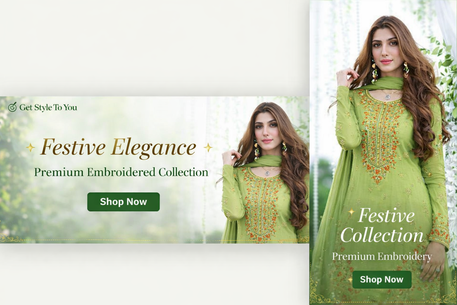 Premium Embroidered Green Dress