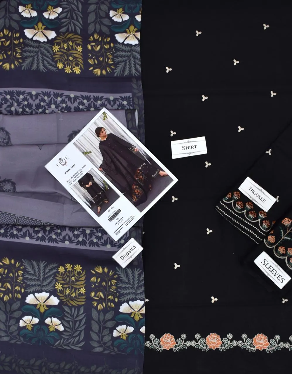 Elegant Black Embroidered Three-Piece Suit