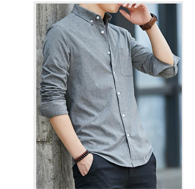 Men's Grey Button-Up Shirt