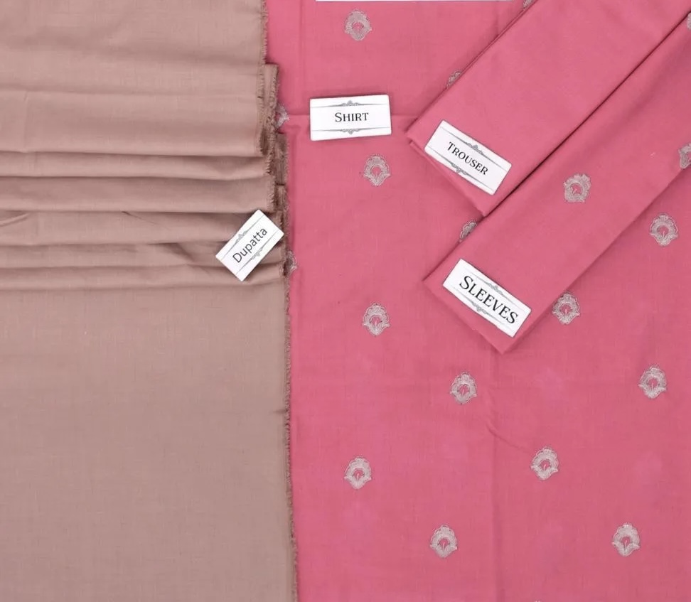 Pink Embroidered Three-Piece Suit