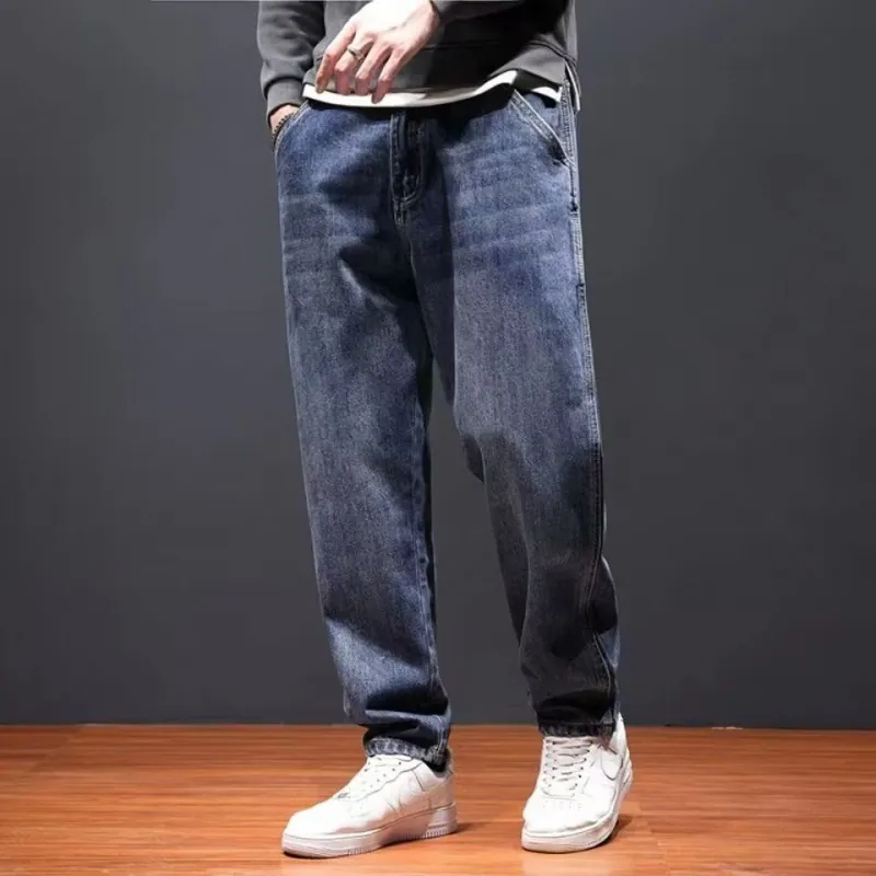 Men's Casual Loose Fit Blue Jeans
