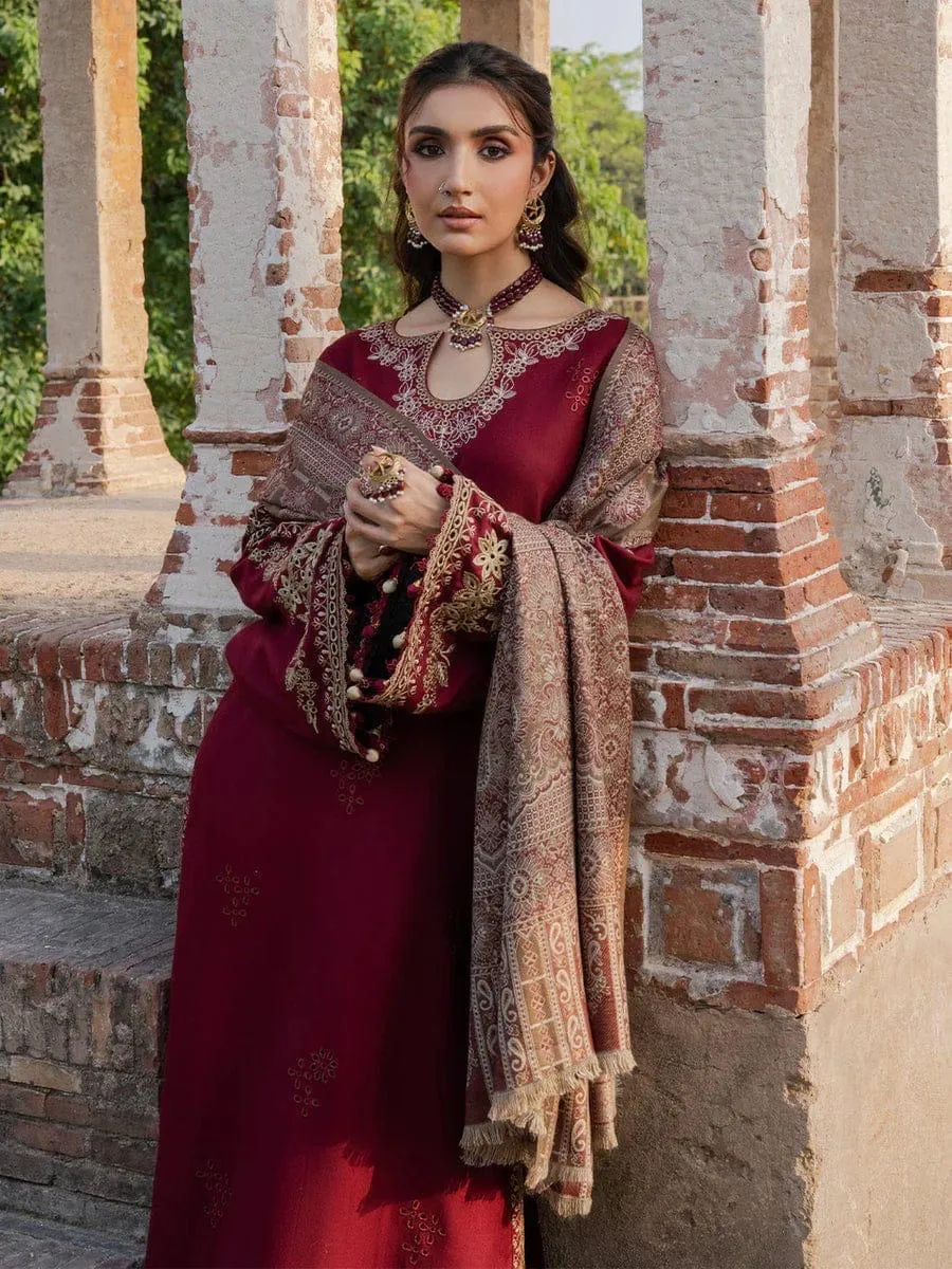 Elegant Maroon Embroidered Dress Set