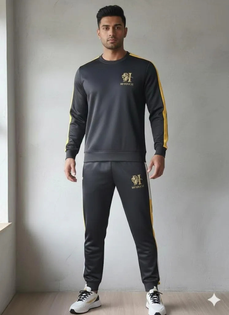 Black Tracksuit with Yellow Stripes