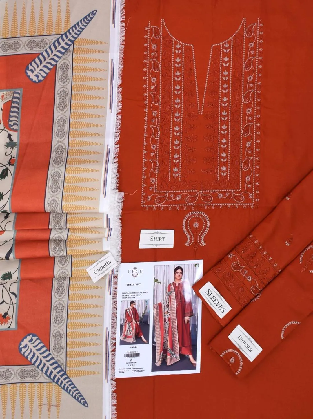 Elegant Rust Colored Embroidered Suit