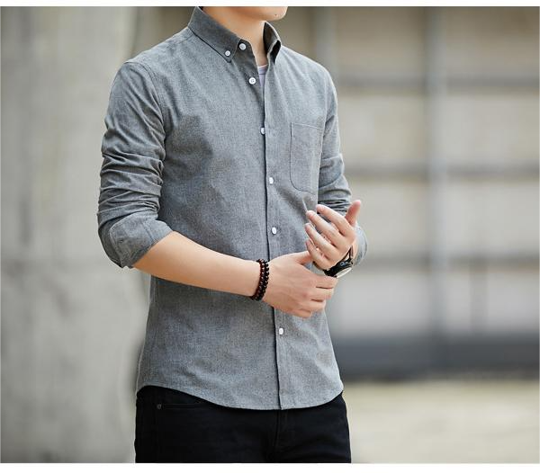Men's Grey Button-Up Shirt