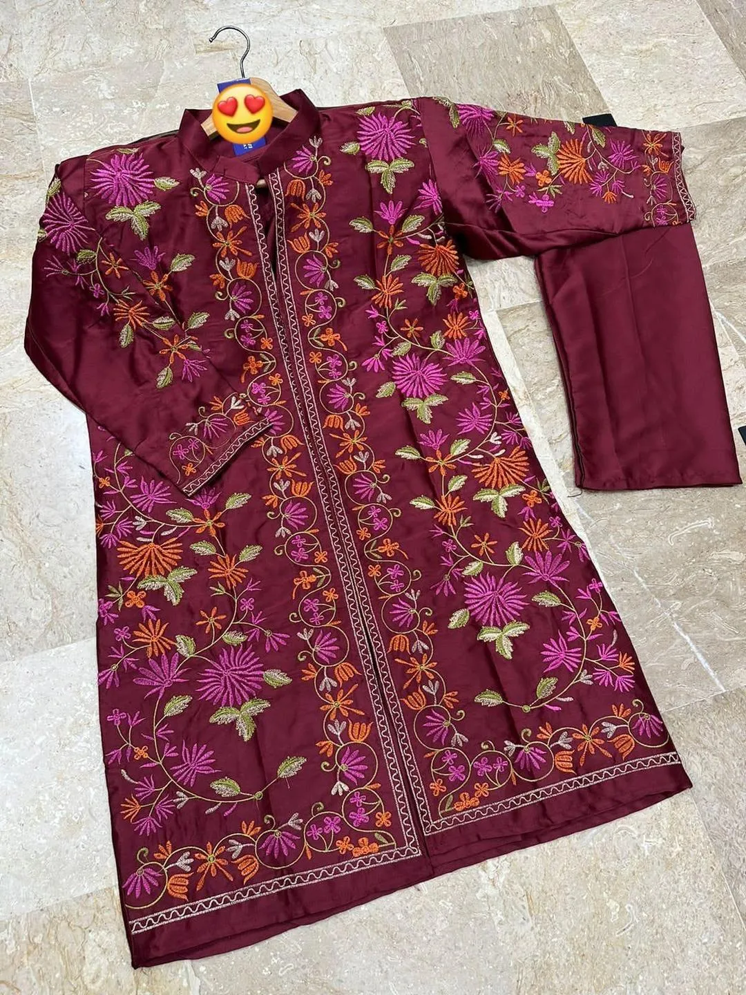 Embroidered Velvet Winter Kurti