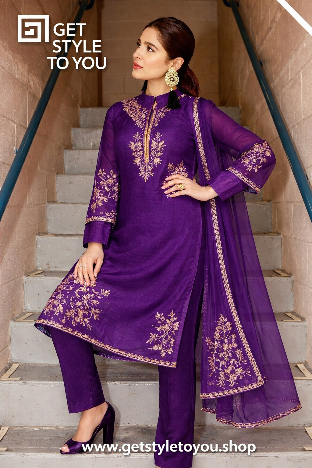 Traditional Mustard Embroidered Outfit