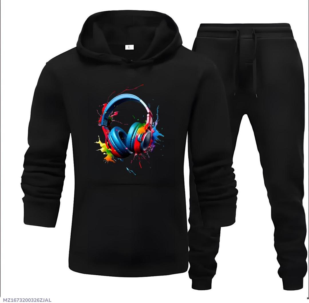 Headphone Graphic Black Tracksuit