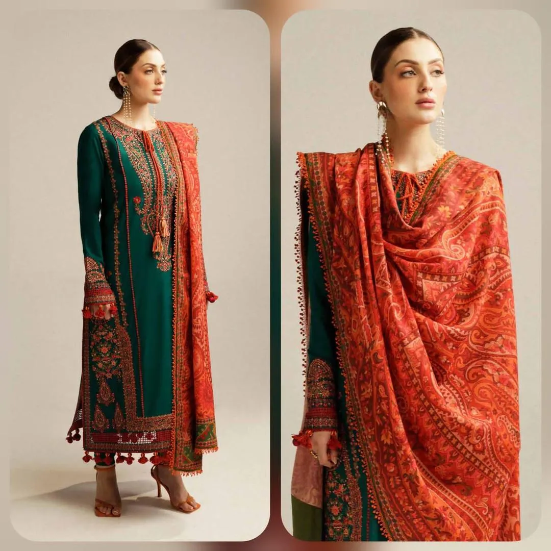 Embroidered Green Traditional Suit