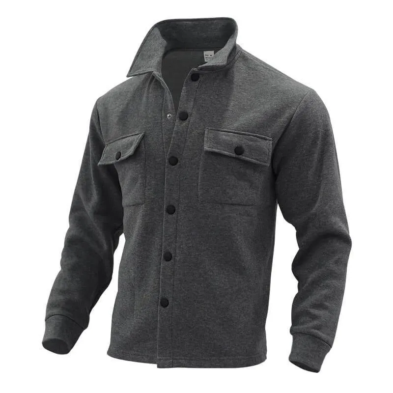 Men's Dark Grey Button-Up Shirt Jacket