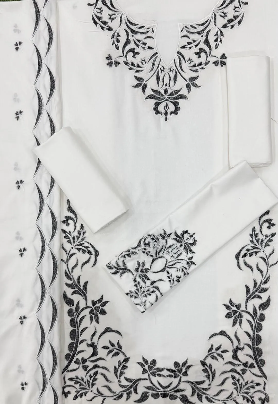 Elegant White Embroidered Suit