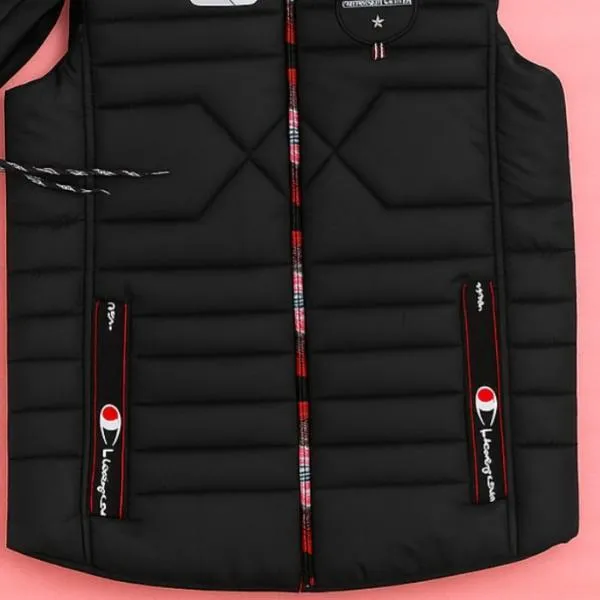 Black Puffer Vest with Detachable Hood