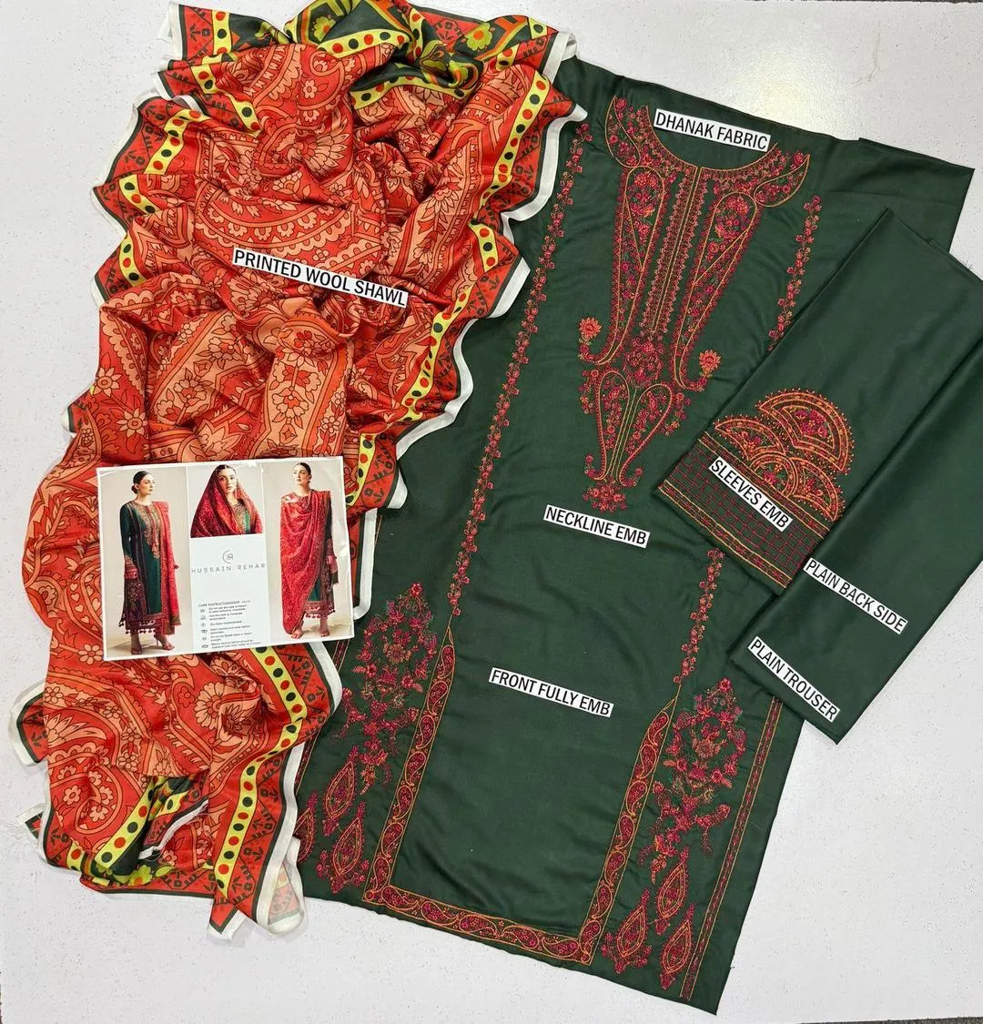 Embroidered Green Traditional Suit