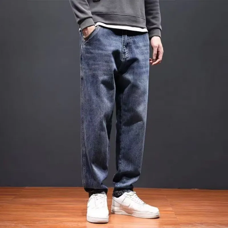 Men's Casual Loose Fit Blue Jeans