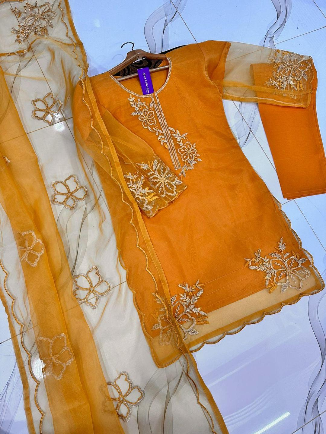 Traditional Mustard Embroidered Outfit
