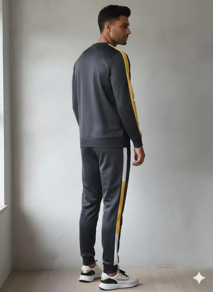 Black Tracksuit with Yellow Stripes