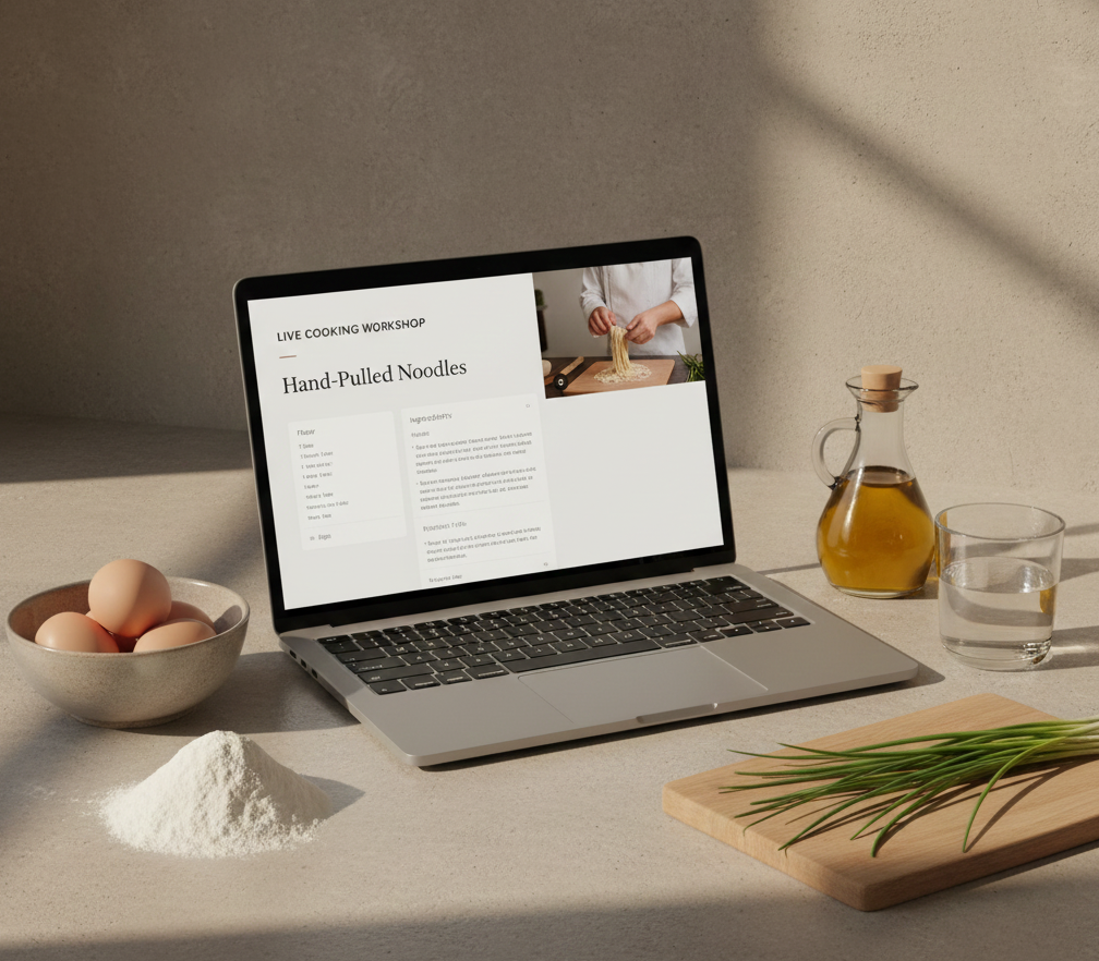 Taller de cocina en vivo: Fideos hechos a mano