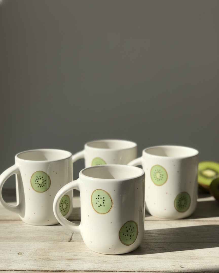 Kiwi Print Ceramic Mugs
