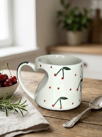 Cherry Pattern Ceramic Mug