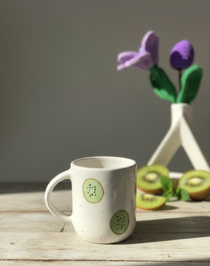 Kiwi Print Ceramic Mugs