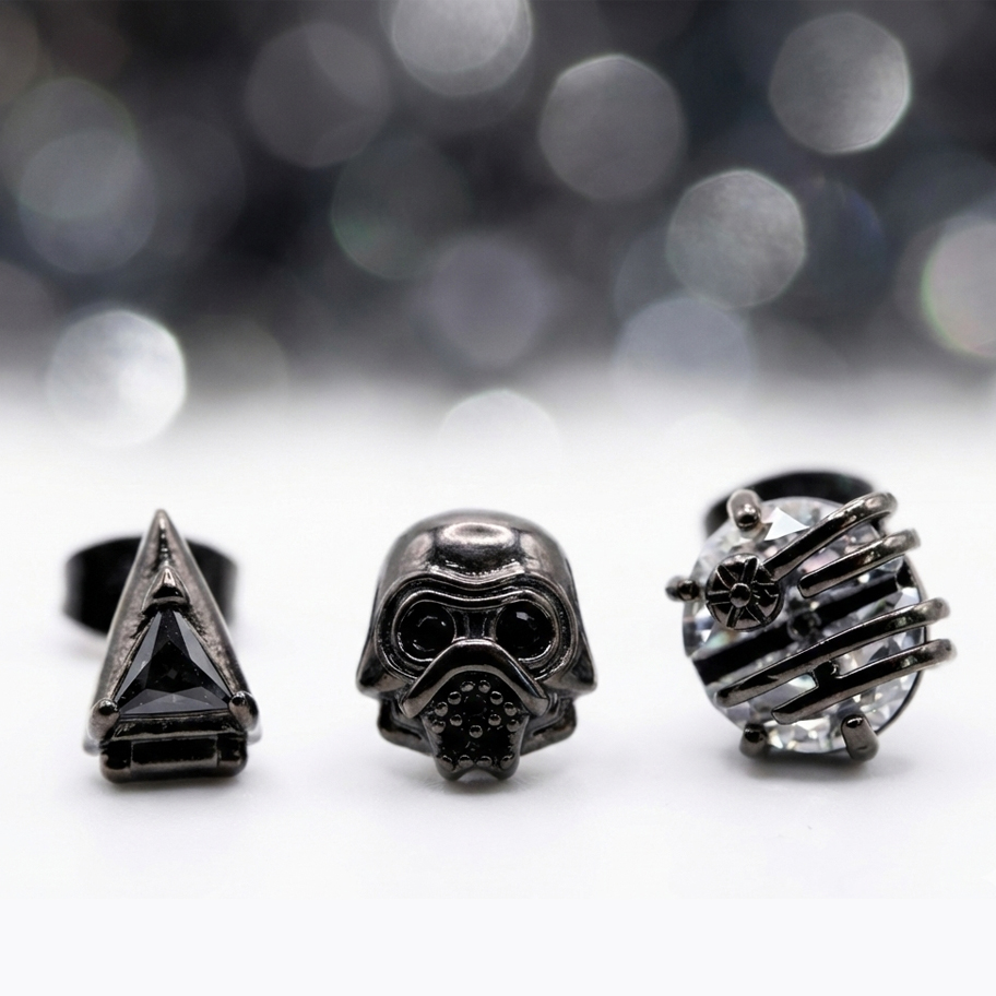 Galactic Dark Warrior Mismatched Stud Earrings