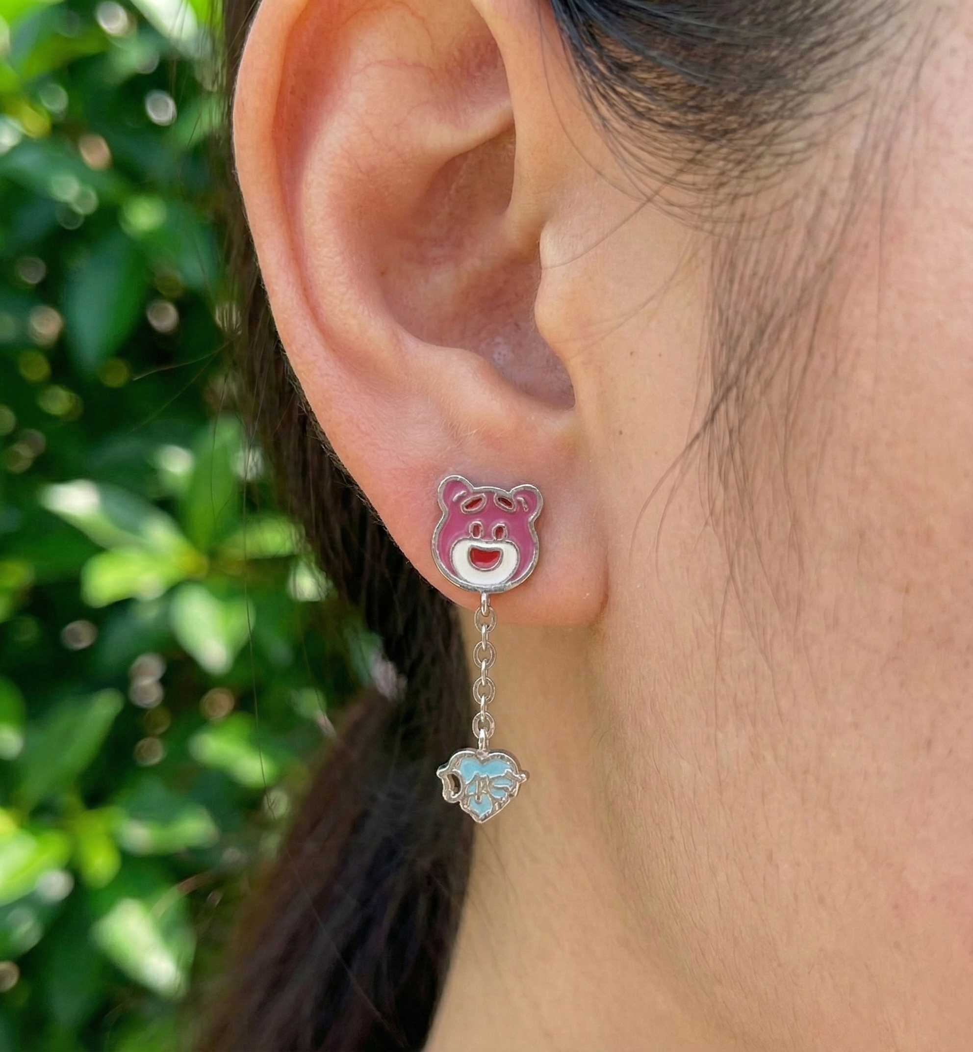 Strawberry Pink Bear Stud Earrings