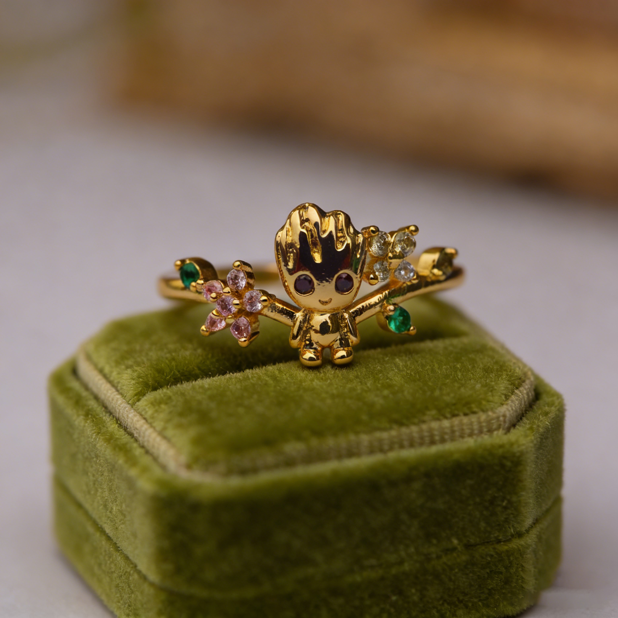 Baby Groot Flower Ring