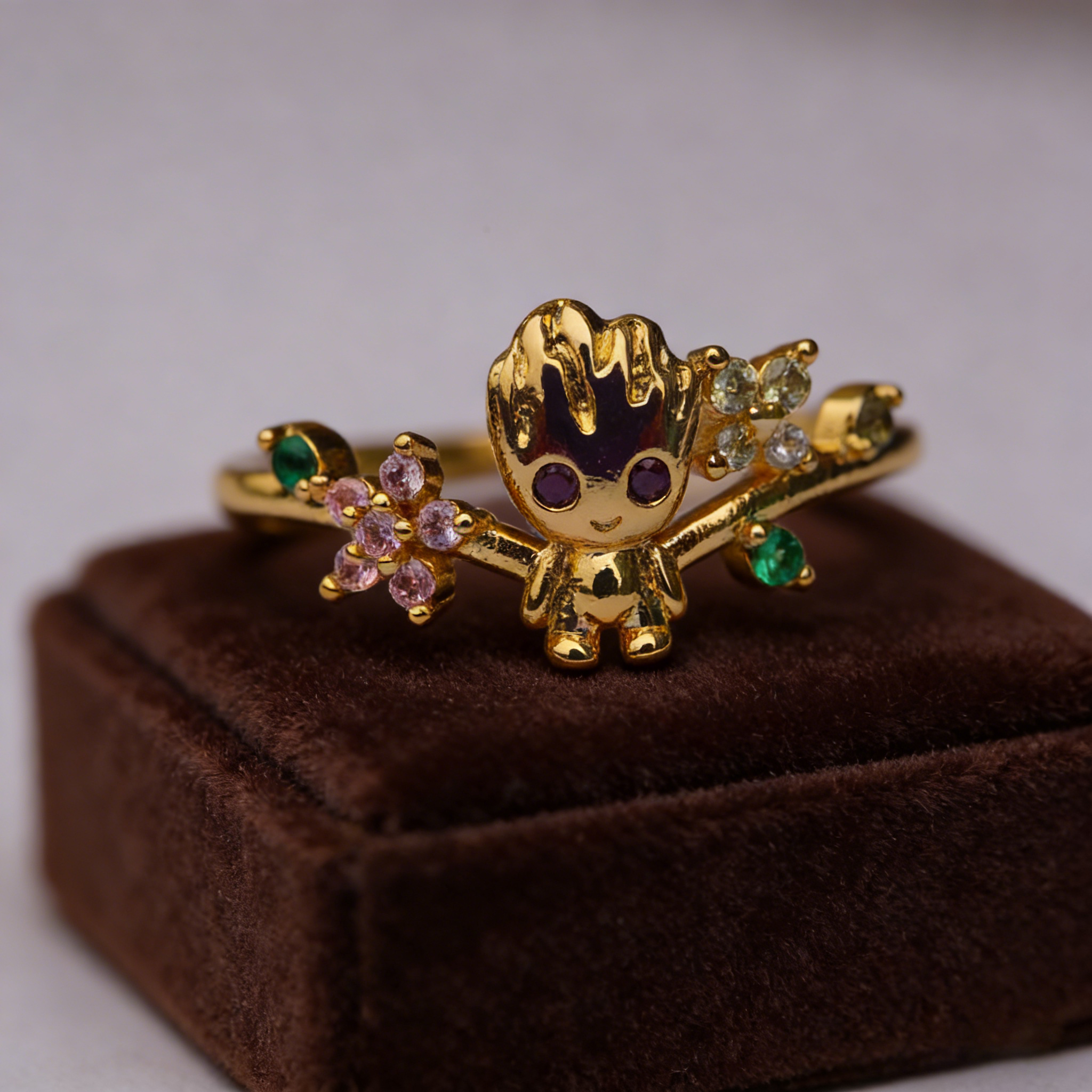 Baby Groot Flower Ring