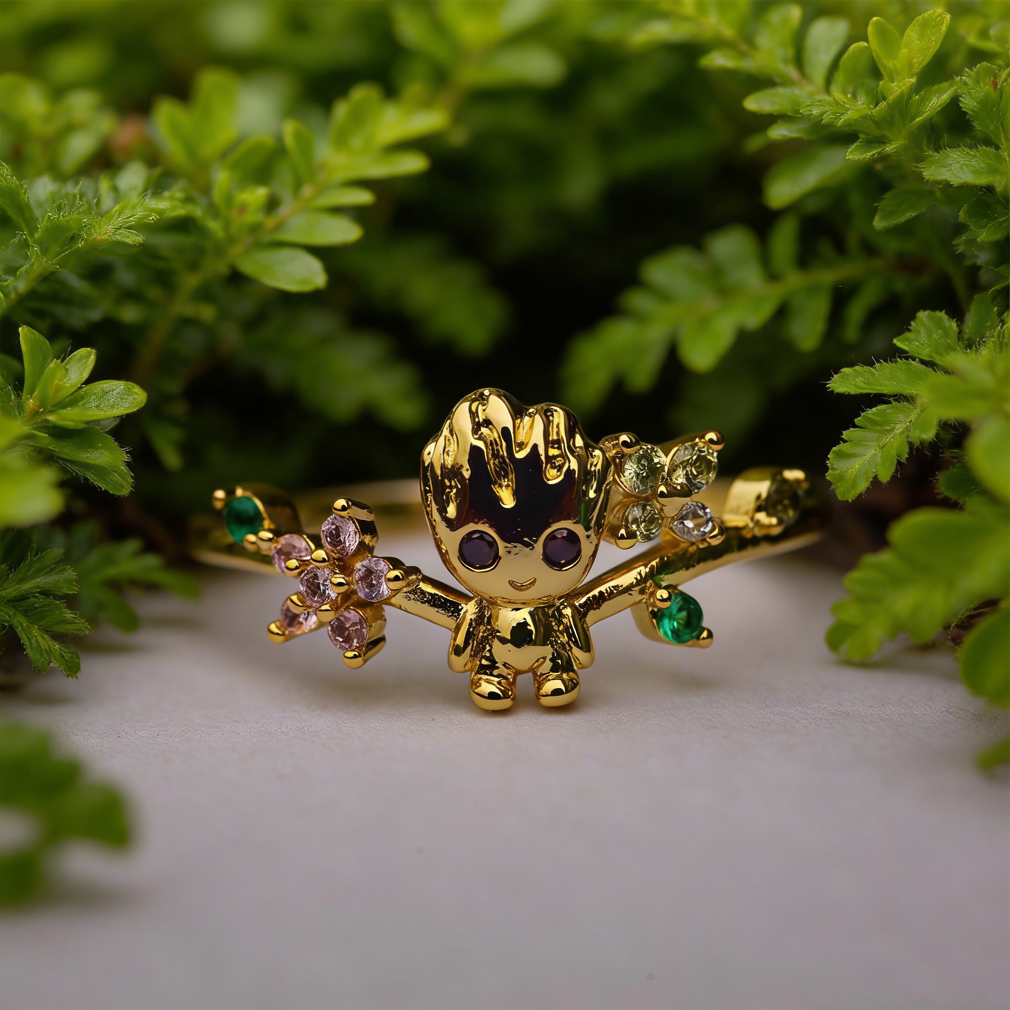 Baby Groot Flower Ring