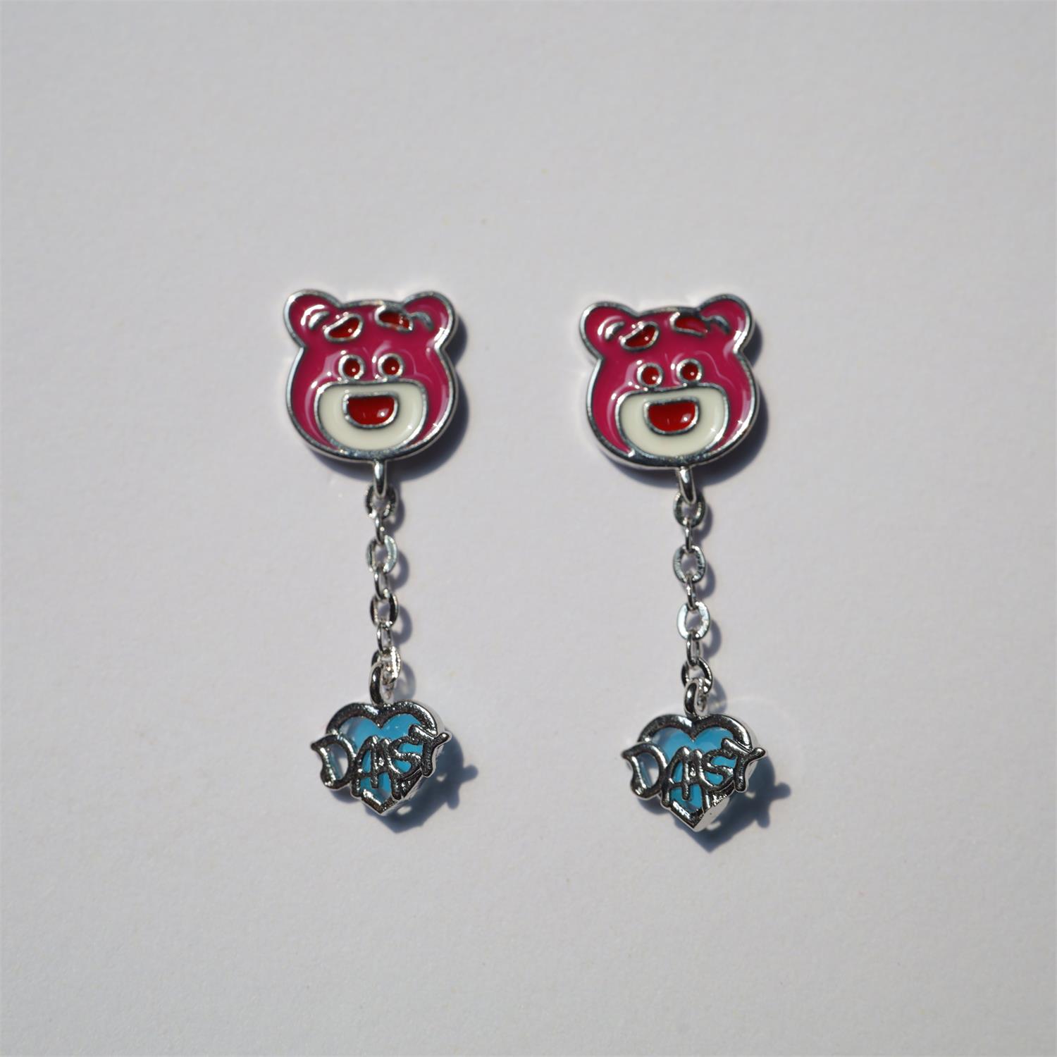 Strawberry Pink Bear Stud Earrings