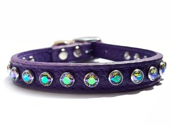 Deep purple collar with jade and clear quartz
