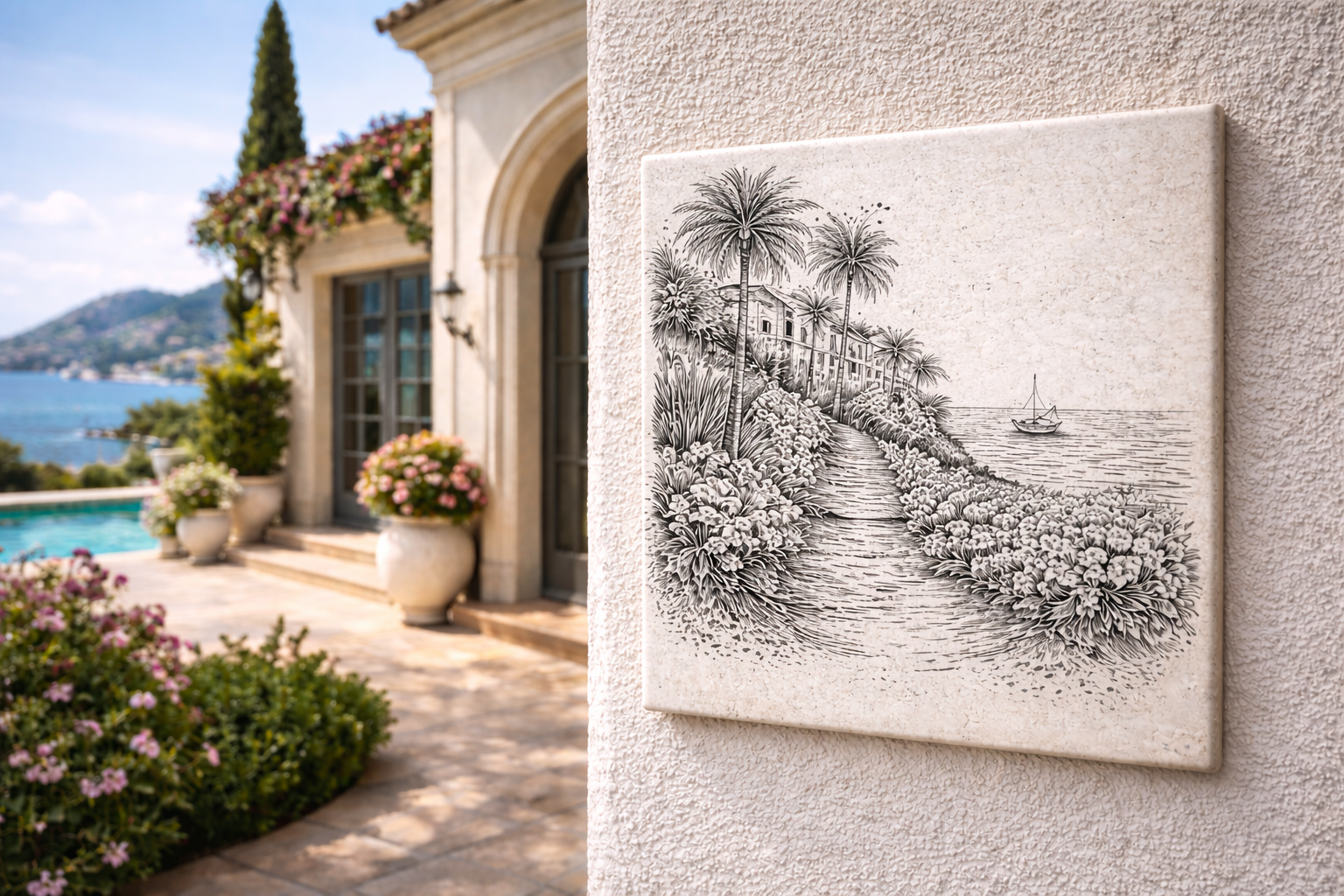 Numéro de maison personnalisé en faïence gravée