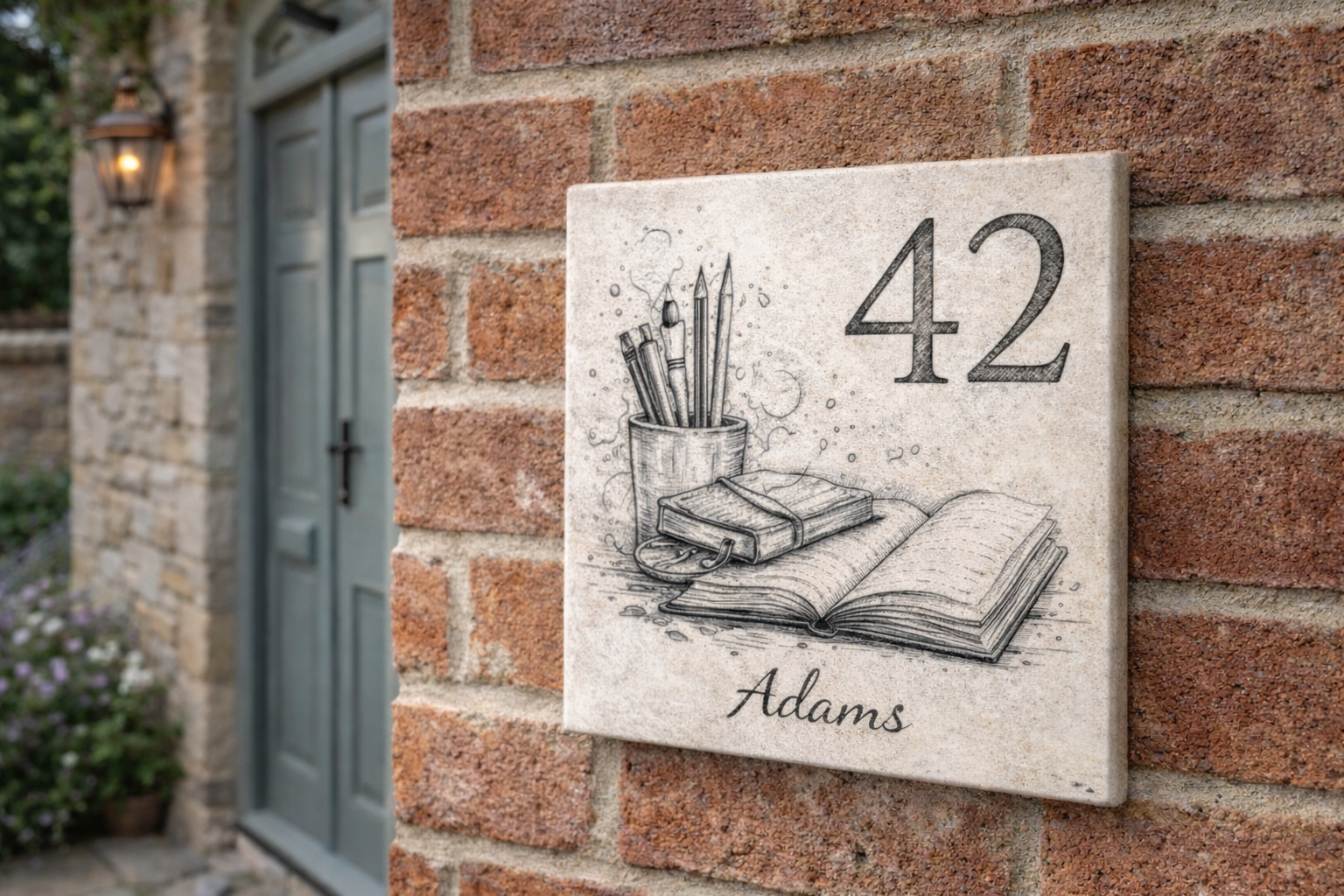 Numéro de maison personnalisé en faïence gravée