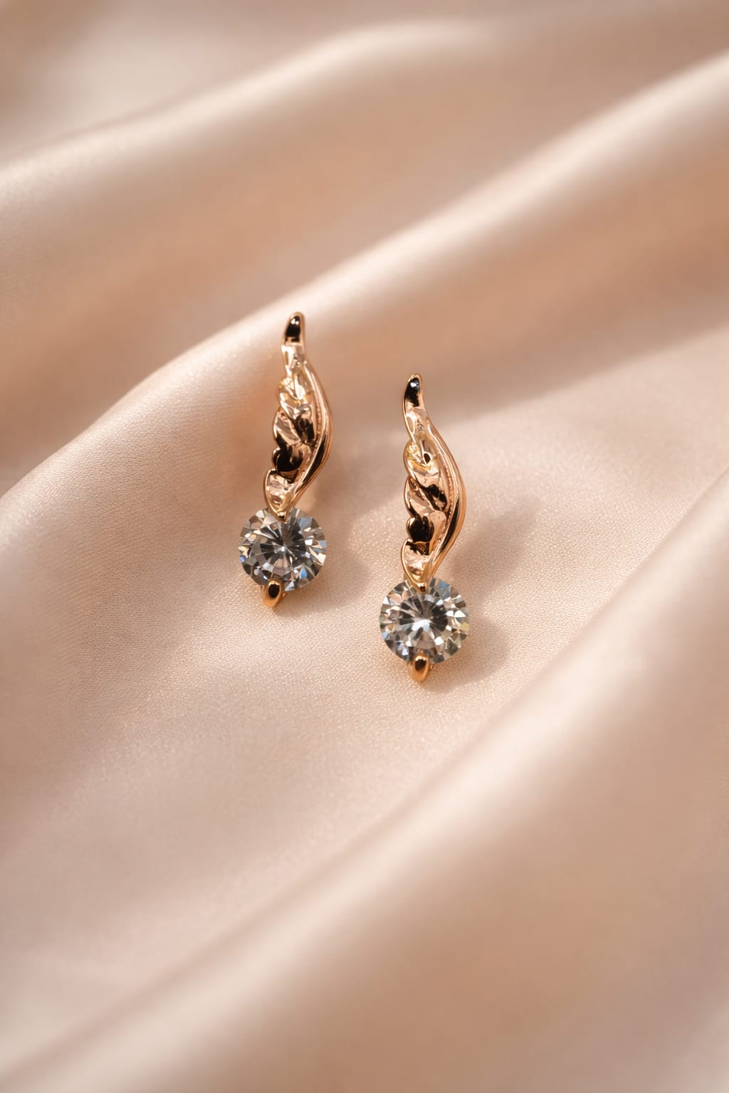 Rose gold and crystal drop Stud