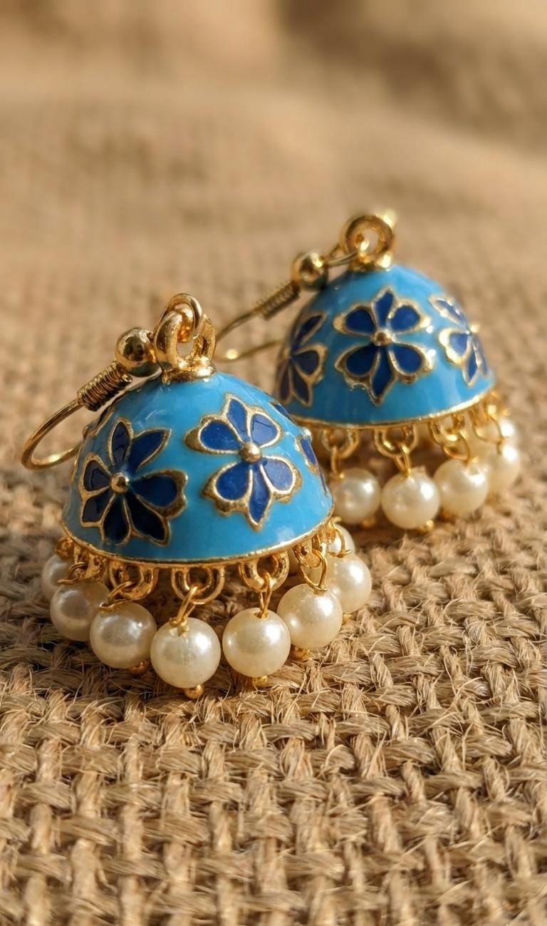Traditional Blue Jhumka Earrings